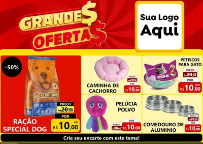 Modelo de Encarte para Encarte A4 Horizontal com o tema Grandes Ofertas para Pet Shop