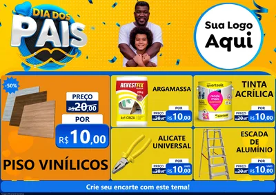 Modelo de Encarte para Encarte A4 Horizontal com o tema Dia dos Pais para Material para Construção