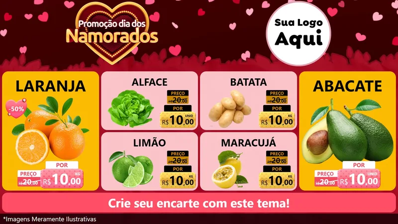 Modelo de TV para TV Horizontal com o tema Promoção Dia Dos Namorados para Hortifrúti