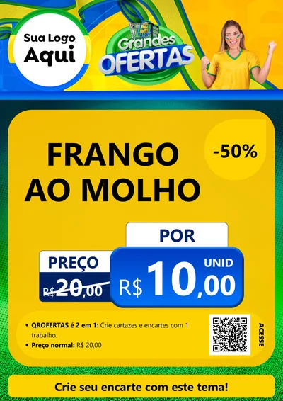 Modelo de Cartaz para Cartaz A4 Vertical com o tema Grandes Ofertas para Restaurante