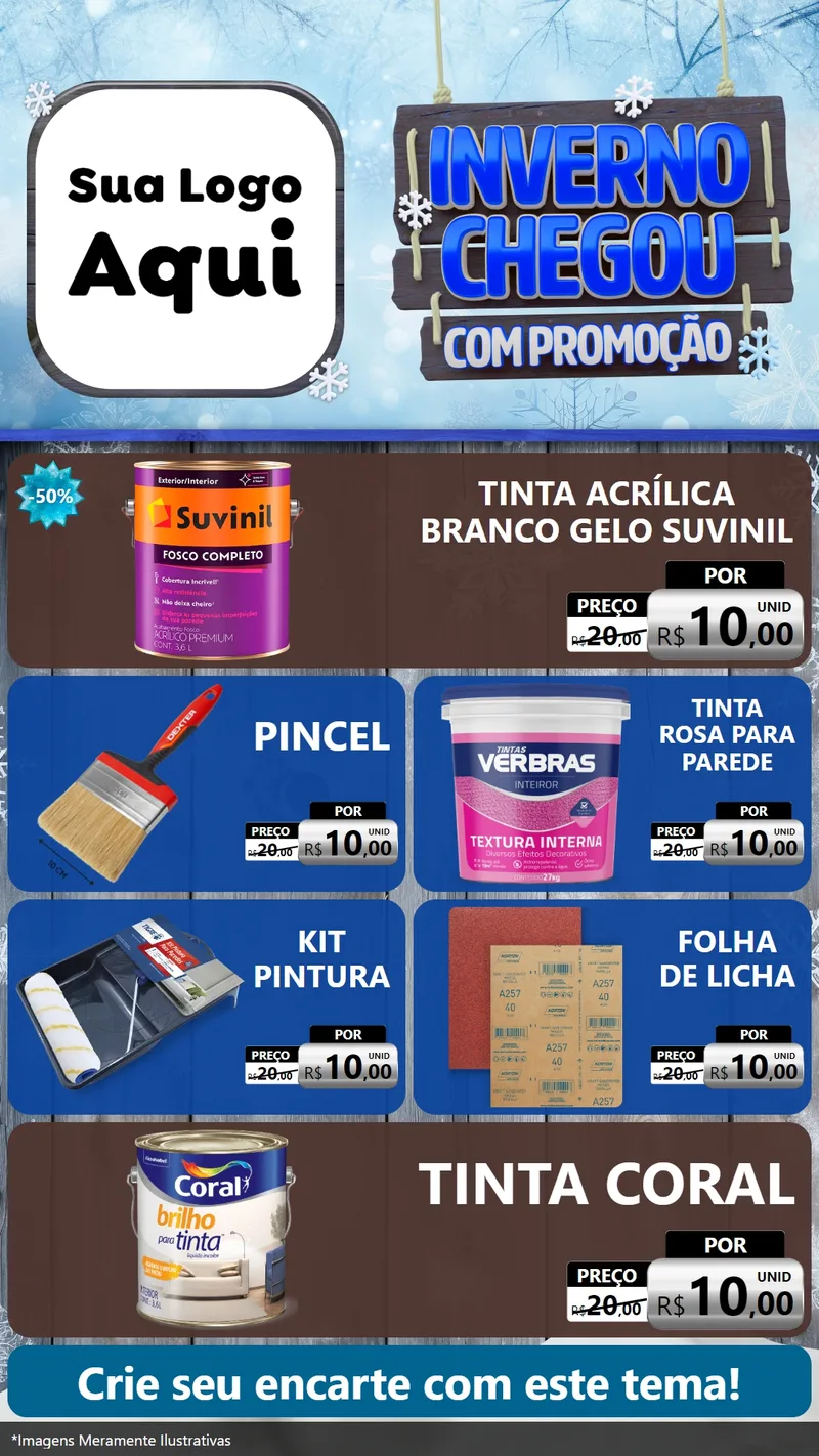 Modelo de TV para TV Vertical com o tema Inverno Chegou Com Promoção para Tintas e Ferramentas