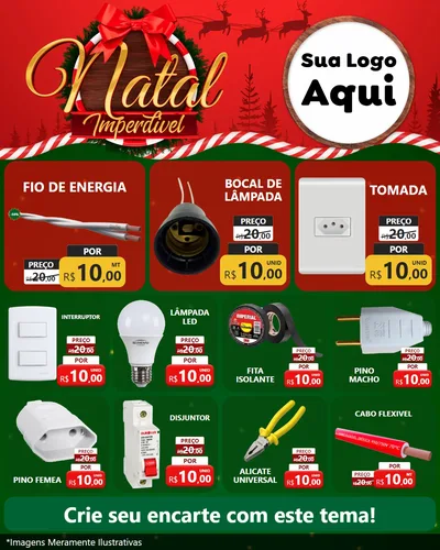 Modelo de Rede Social para Feed Instagram com o tema Natal Imperdível para Materiais Elétricos