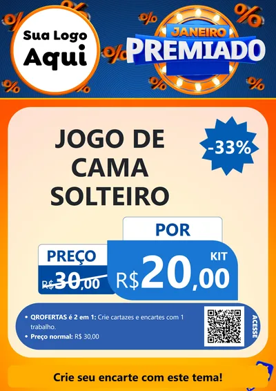 Modelo de Cartaz para Cartaz A4 Vertical com o tema Janeiro Premiado para Cama, Mesa e Banho