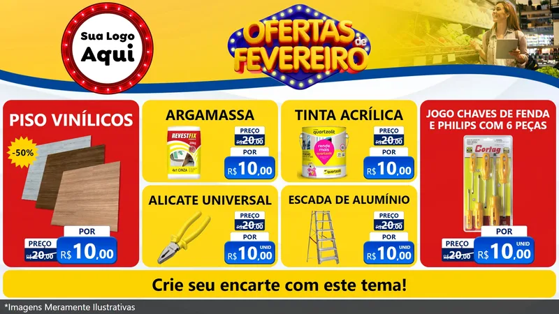 Modelo de TV para TV Horizontal com o tema Ofertas de Fevereiro para Material para Construção