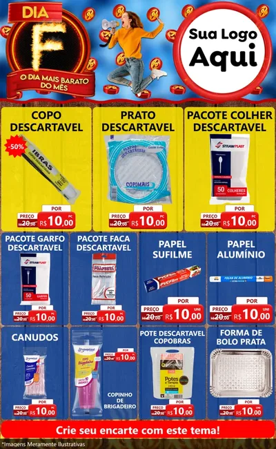 Modelo de Encarte para Encarte Grande com o tema Dia F - O Dia Mais Barato Do Mês para Embalagens