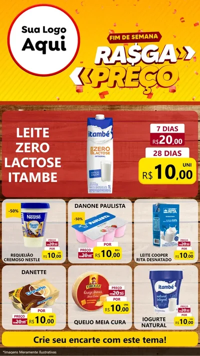 Modelo de Rede Social para Stories com o tema Fim de Semana Rasga Preços para Frios e Laticínios
