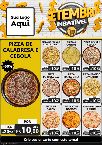 Modelo de Encarte para Encarte A4 Vertical com o tema Setembro Imbatível para Pizzaria