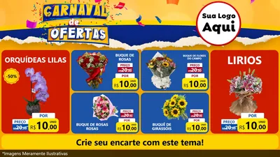 Modelo de TV para TV Horizontal com o tema Carnaval de Ofertas para Floricultura e jardim