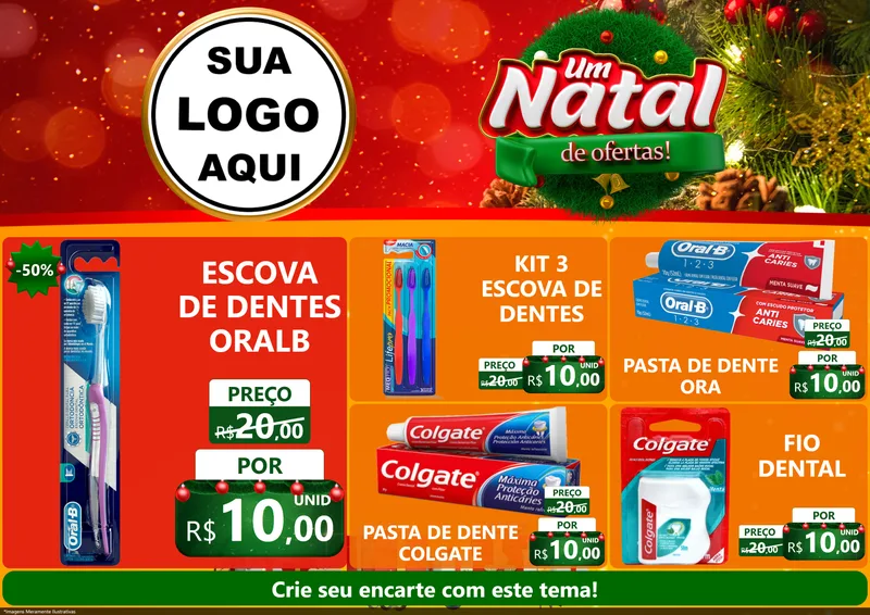 Modelo de Encarte para Encarte A4 Horizontal com o tema Um Natal de Ofertas para Higiene Pessoal