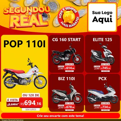 Modelo de Rede Social para Feed Facebook com o tema Segundou do Real para Concessionaria de Motos