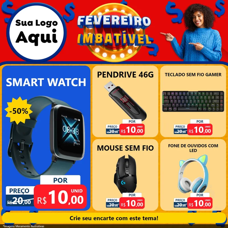 Modelo de Rede Social para Feed Facebook com o tema Fevereiro Imbatível para Informática