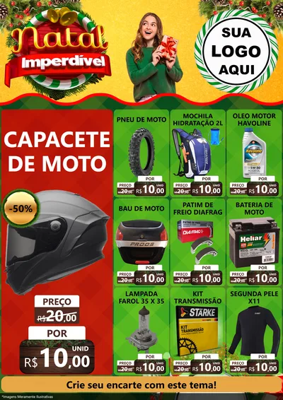 Modelo de Encarte para Encarte A4 Vertical com o tema Natal Imperdível para Moto peças