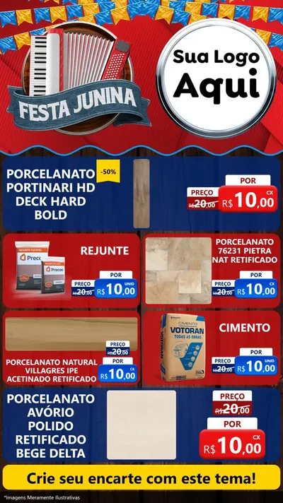 Modelo de TV para TV Vertical com o tema Festa Junina para Pisos e revestimentos