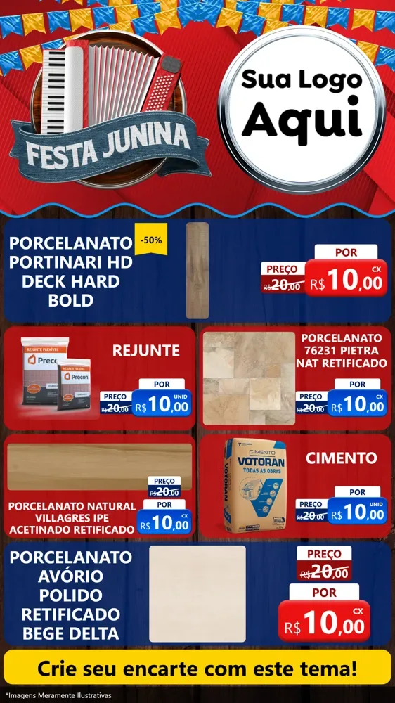 Modelo de TV para TV Vertical com o tema Festa Junina para Pisos e revestimentos