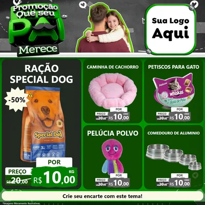 Modelo de Rede Social para Feed Facebook com o tema Promoção Que seu Pai Merece para Pet Shop