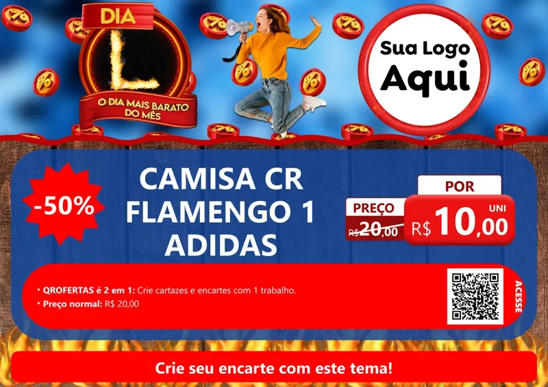 Modelo de Cartaz para Cartaz A4 Horizontal com o tema Dia L - O Dia Mais Barato Do Mês para Roupas e acessórios