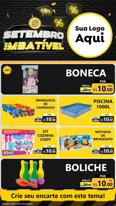 Modelo de TV para TV Vertical com o tema Setembro Imbatível para Brinquedos