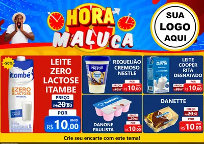 Modelo de Encarte para Encarte A4 Horizontal com o tema Hora Maluca para Frios e Laticínios