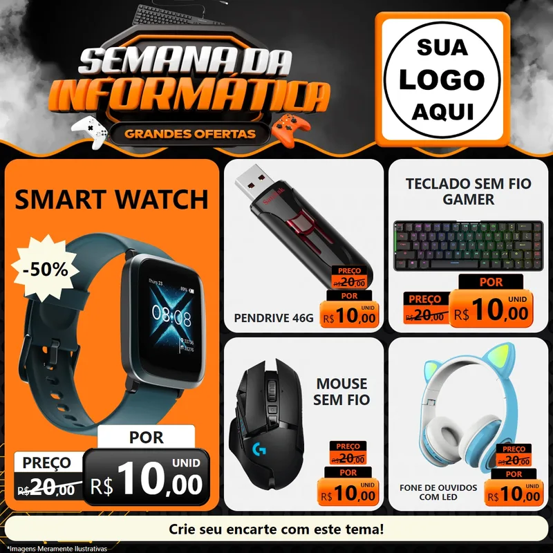 Modelo de Rede Social para Feed Facebook com o tema Semana da Informática - Grandes Ofertas para Informática