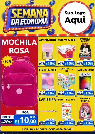 Modelo de Encarte para Encarte A4 Vertical com o tema Semana da Economia para Papelaria