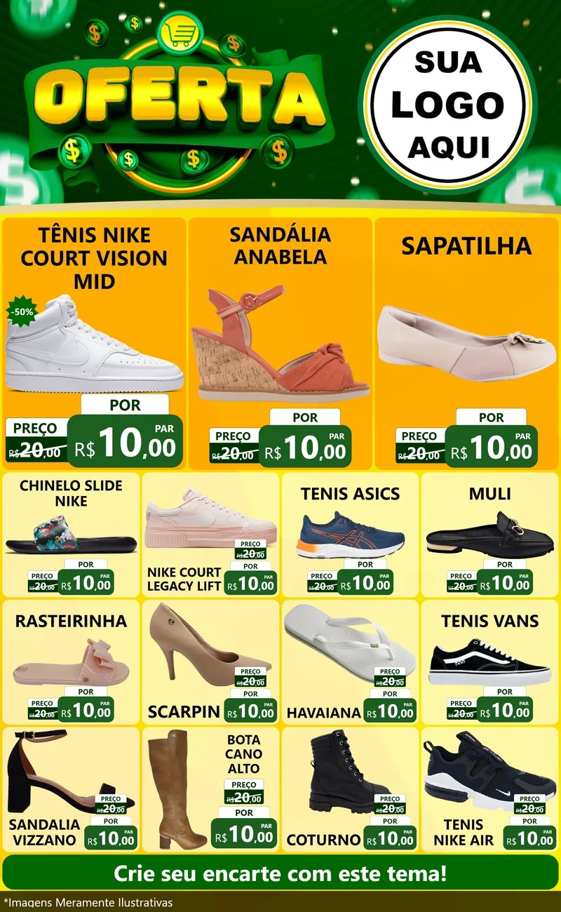 Modelo de Encarte para Encarte Grande com o tema Oferta para Calçados