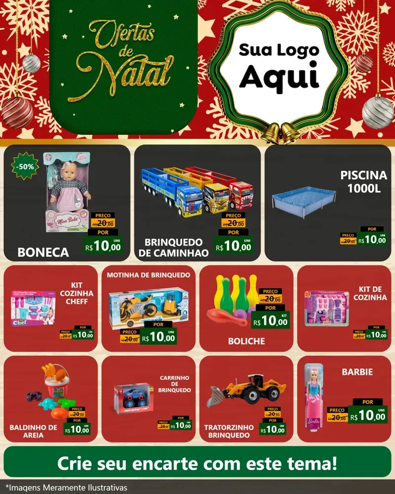 Modelo de Rede Social para Feed Instagram com o tema Natal de Ofertas para Brinquedos