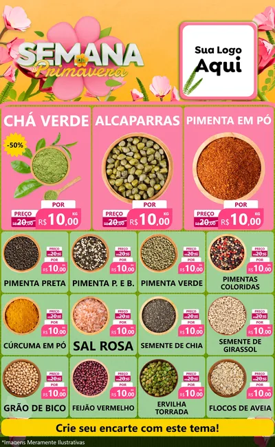 Modelo de Encarte para Encarte Grande com o tema Semana da Primavera para Produtos Naturais