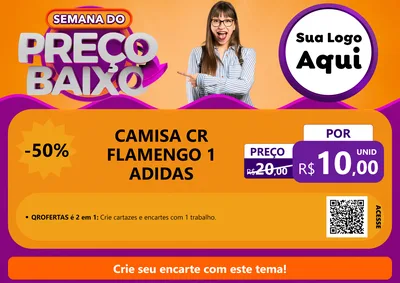 Modelo de Cartaz para Cartaz A4 Horizontal com o tema Semana do Preço Baixo para Roupas e acessórios