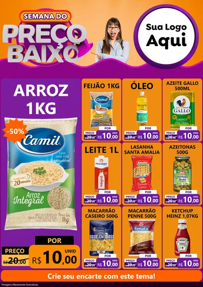 Modelo de Encarte para Encarte A4 Vertical com o tema Semana do Preço Baixo para Supermercado