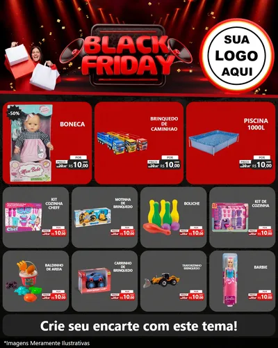 Modelo de Rede Social para Feed Instagram com o tema Black Friday para Brinquedos