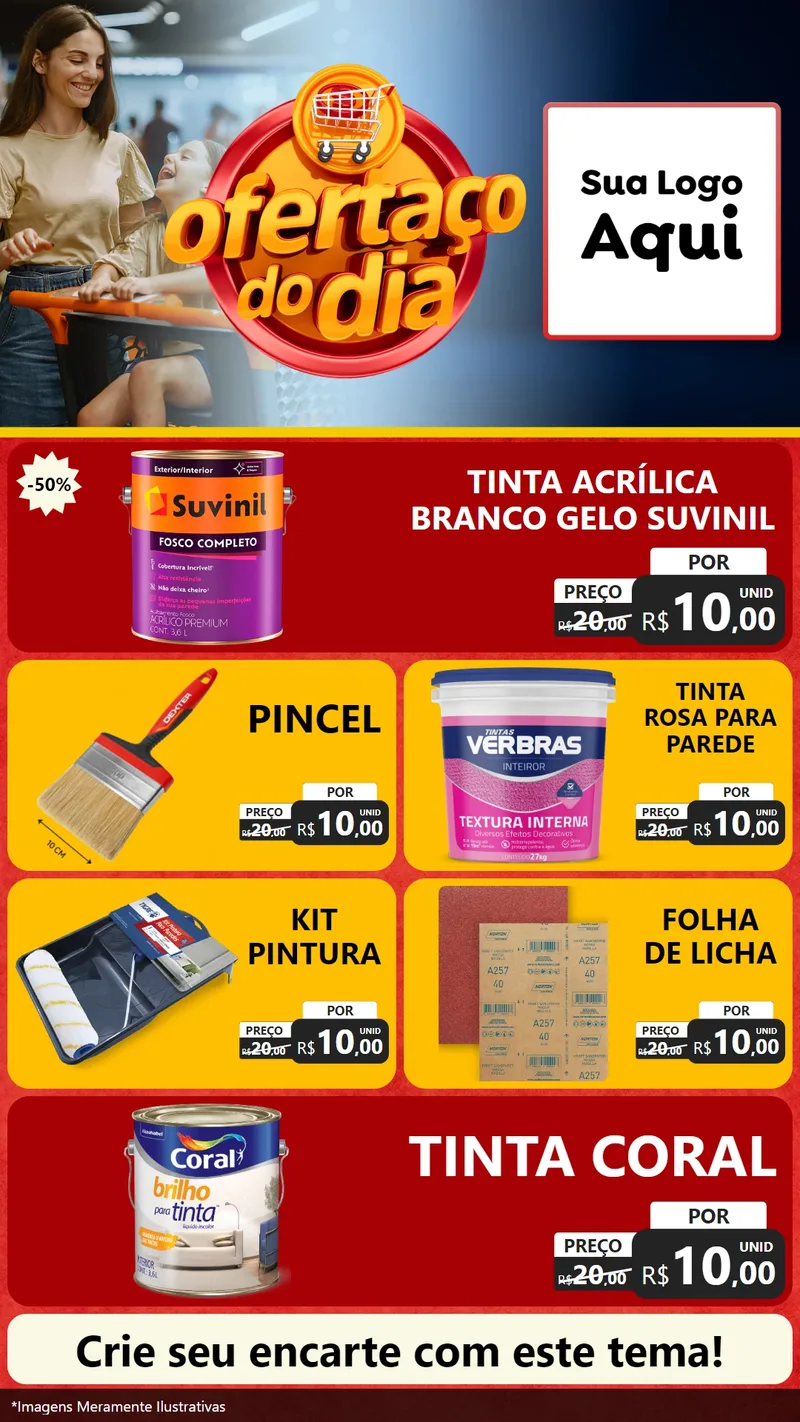 Modelo de TV para TV Vertical com o tema Ofertaço Do Dia para Tintas e Ferramentas