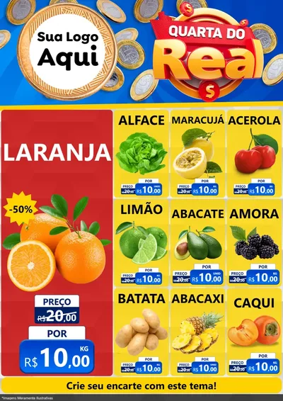 Modelo de Encarte para Encarte A4 Vertical com o tema Quarta do Real para Hortifrúti