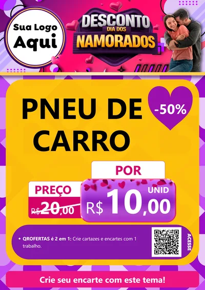 Modelo de Cartaz para Cartaz A4 Vertical com o tema Desconto Dia dos Namorados para Auto peças