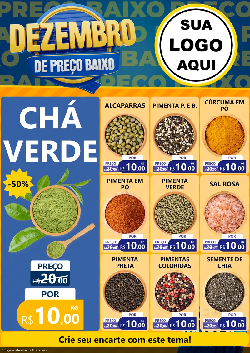 Modelo de Encarte para Encarte A4 Vertical com o tema Dezembro de Preço Baixo para Produtos Naturais
