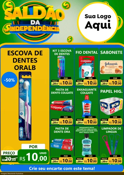Modelo de Encarte para Encarte A4 Vertical com o tema Saldão da Indepêndencia para Higiene Pessoal