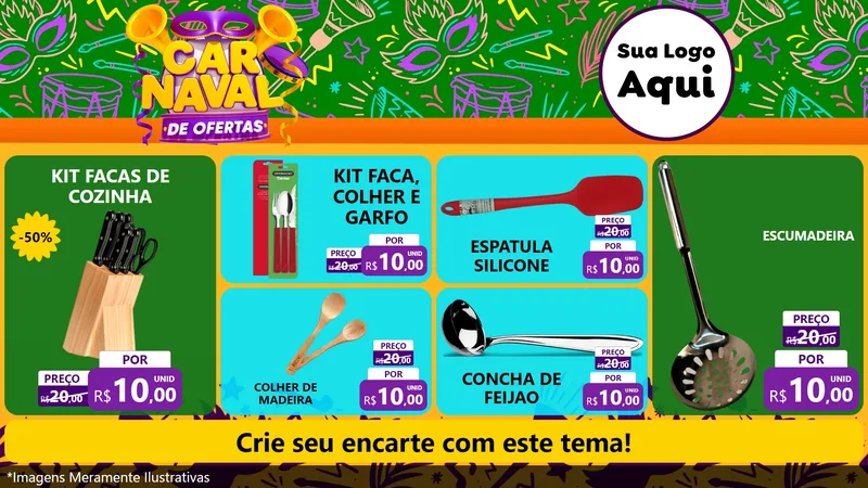 Modelo de TV para TV Horizontal com o tema Carnaval de Ofertas para Utilidades Domésticas