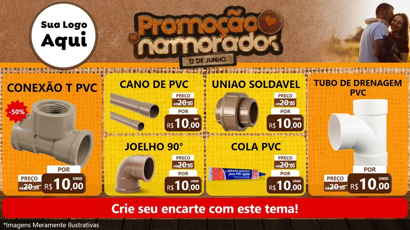 Modelo de TV para TV Horizontal com o tema Promoção Namorados para Tubos e conexões