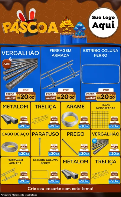 Modelo de Encarte para Encarte Grande com o tema Páscoa para Ferragens