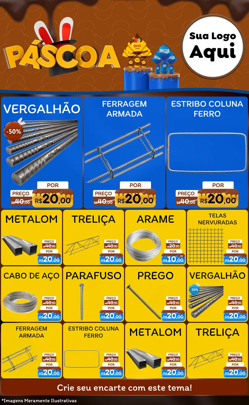 Modelo de Encarte para Encarte Grande com o tema Páscoa para Ferragens