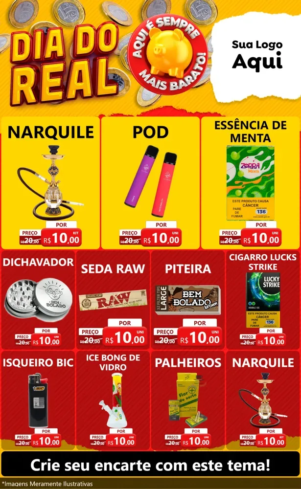 Modelo de Encarte para Encarte Grande com o tema Dia Do Real para Tabacaria