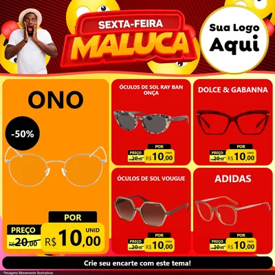Modelo de Rede Social para Feed Facebook com o tema Sexta-feira Maluca para Óticas