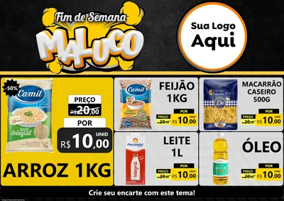 Modelo de Encarte para Encarte A4 Horizontal com o tema Fim de Semana Maluco para Supermercado
