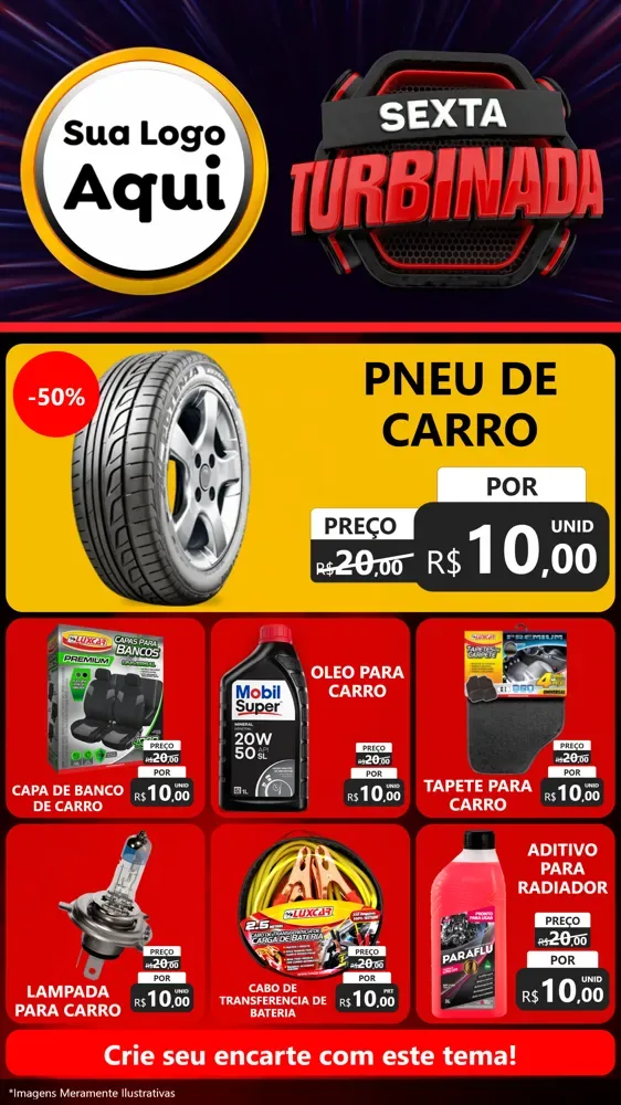 Modelo de Rede Social para Stories com o tema Sexta Turbinada para Auto peças