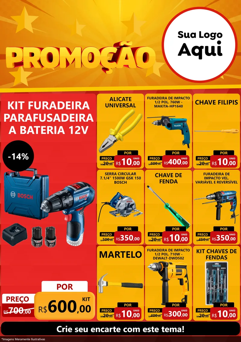 Modelo de Encarte para Encarte A4 Vertical com o tema Promoção para Maquinas e Ferramentas