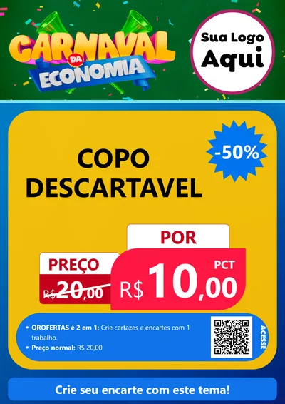 Modelo de Cartaz para Cartaz A4 Vertical com o tema Carnaval da Economia para Embalagens