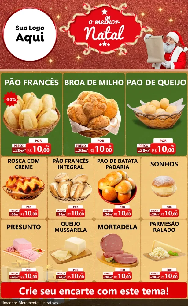 Modelo de Encarte para Encarte Grande com o tema O Melhor Natal para Padaria
