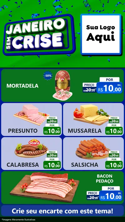 Modelo de TV para TV Vertical com o tema Janeiro Sem Crise para Frios e Laticínios