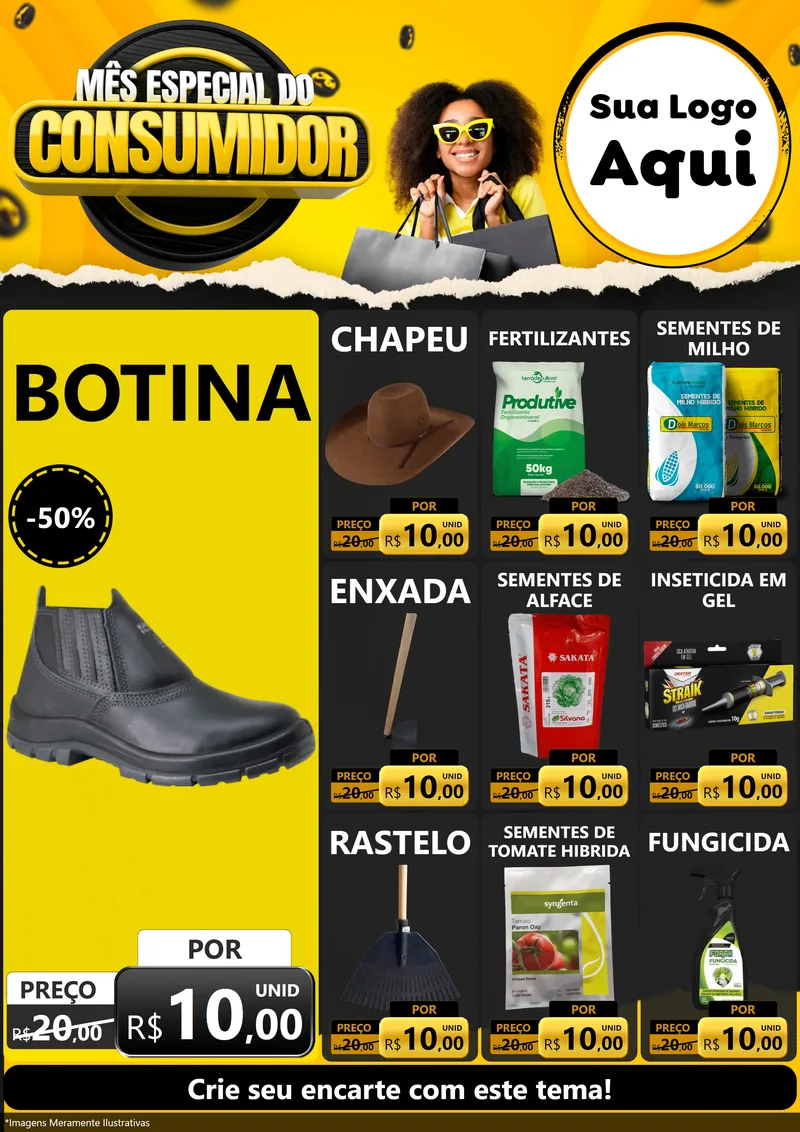 Modelo de Encarte para Encarte A4 Vertical com o tema Mês Especial do Consumidor para Agropecuária