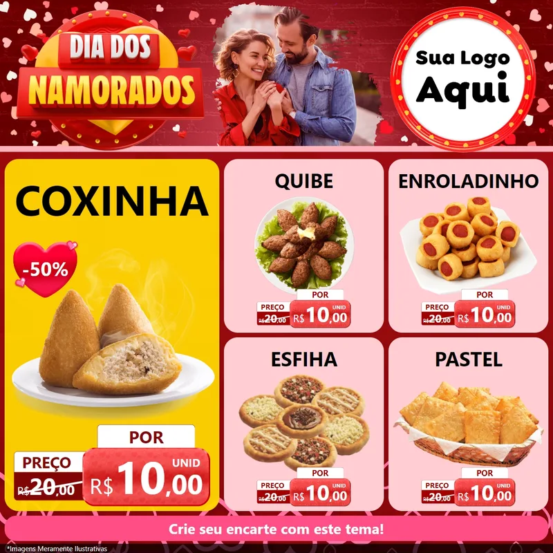 Modelo de Rede Social para Feed Facebook com o tema Dia Dos Namorados para Salgadaria