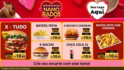 Modelo de TV para TV Horizontal com o tema Descontos Dia dos Namorados para Hamburgueria